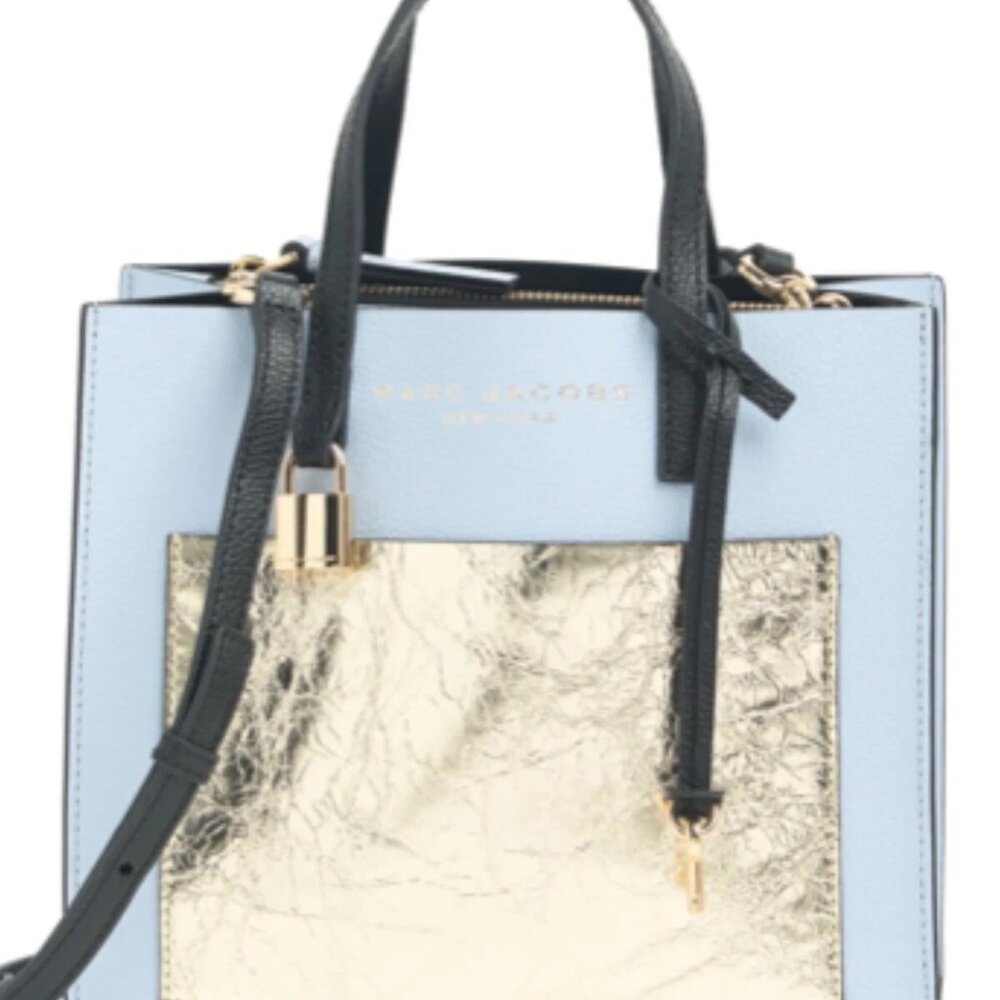 Marc Jacobs Mini Grind Light Blue & Gold Metallic Purse - Picture 8 of 13
